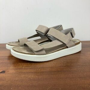 Ecco Corksphere Leather Sandals Taupe Gray 27181302459 Women's Size 39 US 8.